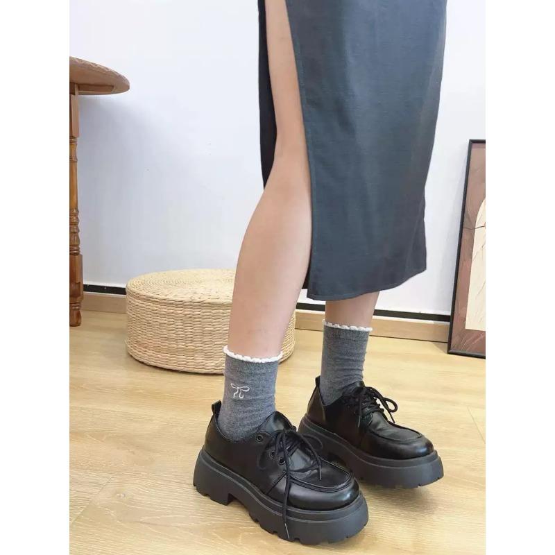 

Женские весенне-летние однотонные милые носки-гольфы средней длины из хлопка с кружевом и бантиком 1 pair серый