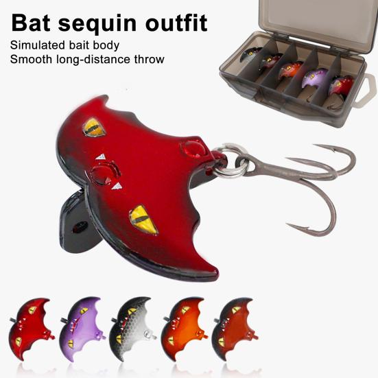 5Pcs Artificial Fishing Baits Hard Lures Treble Hook Design Floating Topwater Fishing Lures Bionic 3D Bat Baits