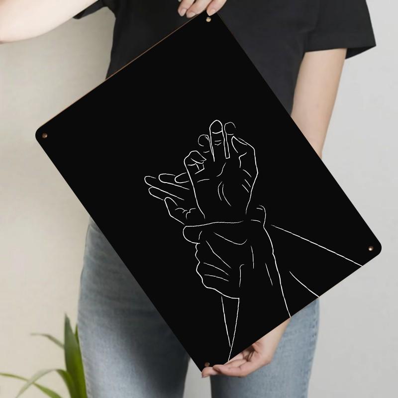 

Minimalist Line Art Intertwined Hands Metal Wall Decor Modern Home Interior Hanging Art 20x30cm（7.8x11.8inch）