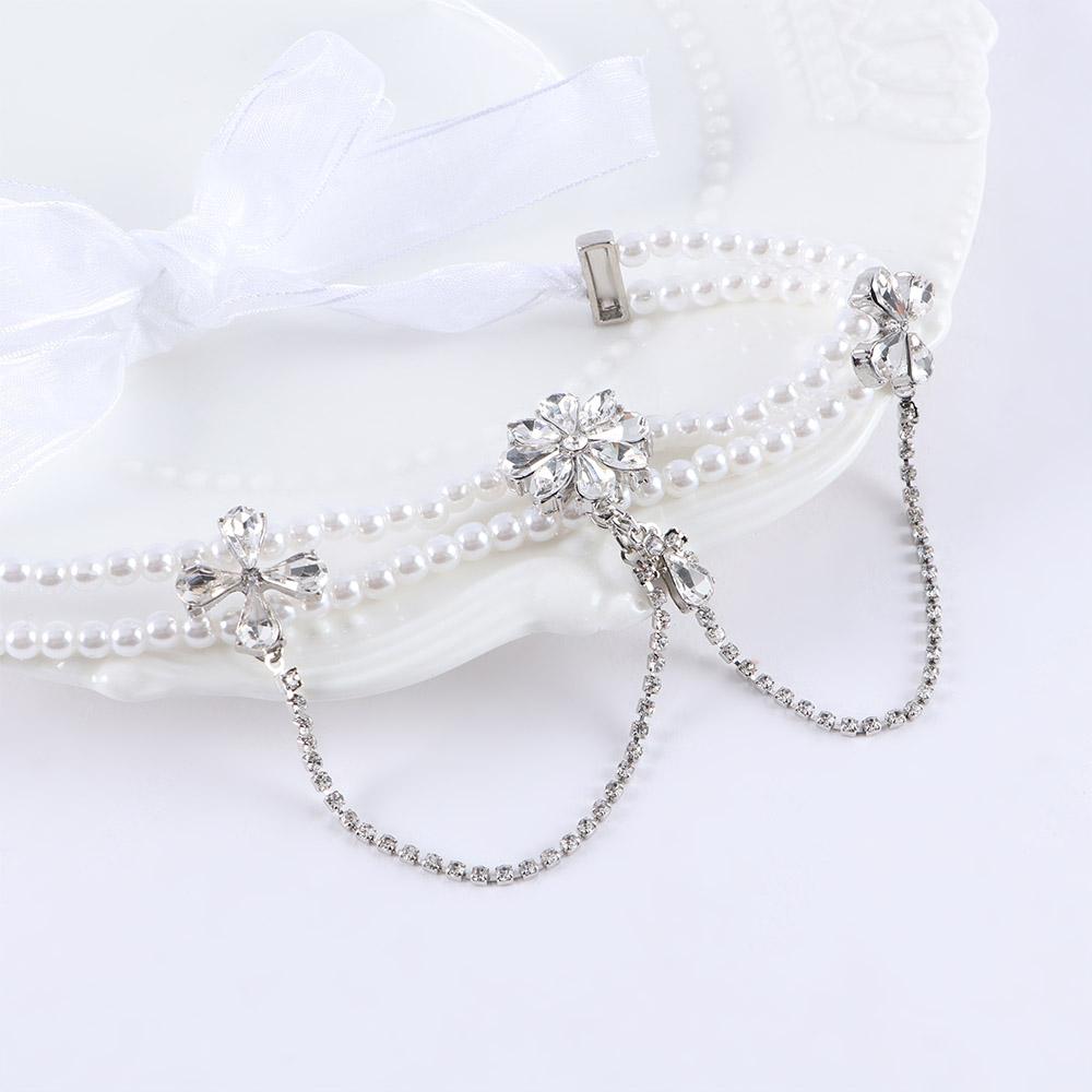 Fairy Rhinestone Mesh Female Multi-layer Necklace Baroque Choker Clavicle Chain Pearl Necklace