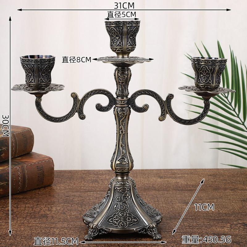 Retro Zinc Alloy Candle Holder Multi Head Candle Rack Wedding Decoration Candlestick Holder Candlelight Dinner Candles Stand