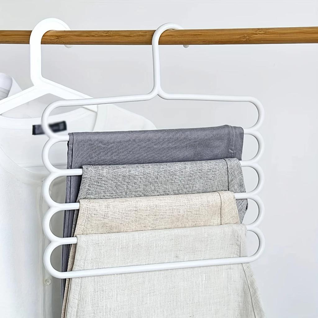 2/4Pcs Pants Rack Multifunctional Household Saving Space Multi Layer Trousers Hanger Pants Closet Color Clothes Peg 5 Layers