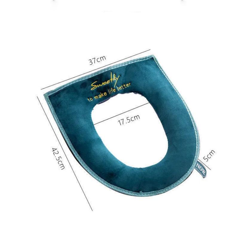 Household Plush Toilet Seat Cushion Toilet Washer Thickened Solid Color Waterproof Zipper Toilet Cover