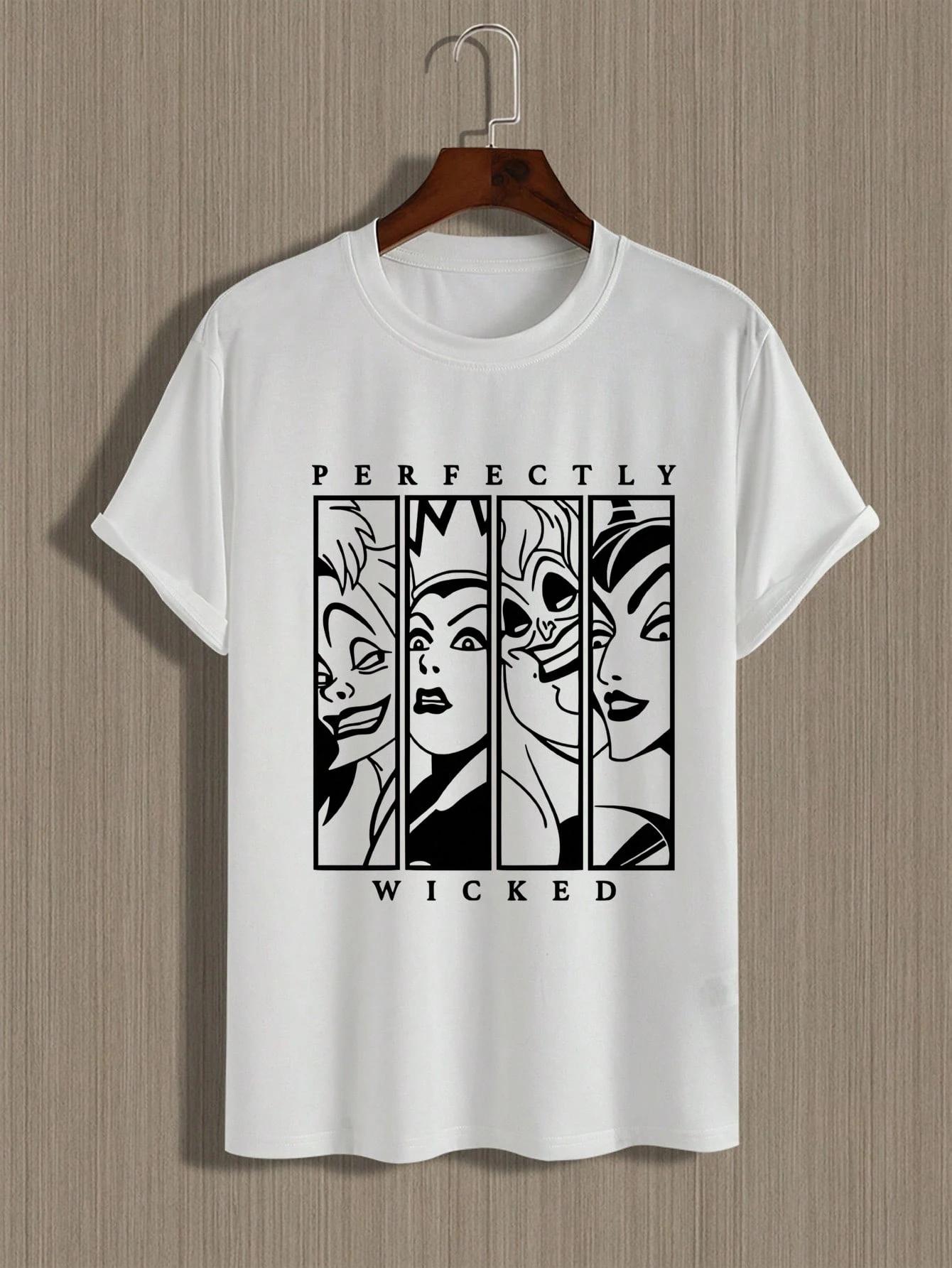 

Летняя футболка с коротким рукавом с мультяшным принтом Дисней Микки Маус и друзья, мультяшная женская одежда, одежда с рисунком принцессы-злодейки 4XL