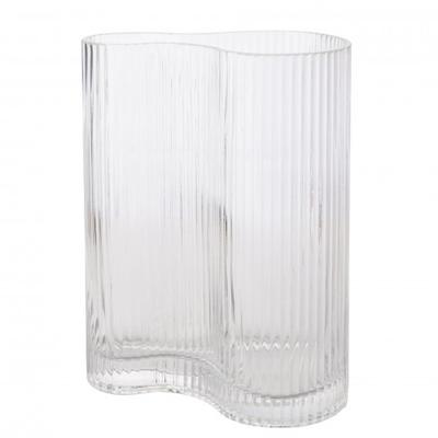 Hestia Clear Ribbed Glass Vase - Large