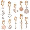 Falscher Fake Bauch Schmetterling Fake Bauchnabelpiercing Herz Clip-On Bauchnabel Fake Piercing Mond Stern Blätter Knorpel Ohrring Clip