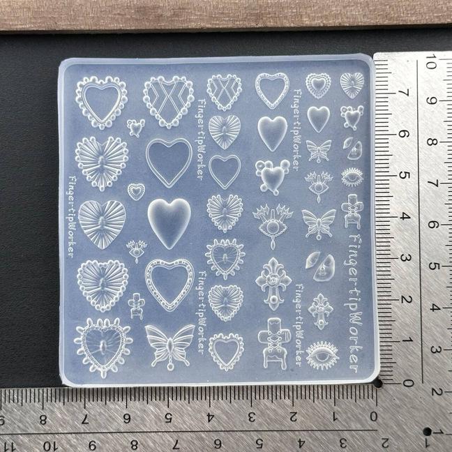 Baroque Heart French Necklace Butterfly Flower 3D Acrylic Nail Mold Diy Nail Art Decoration Transparent Manicure Template
