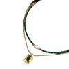 High Quality French Niche Turquoise Beaded Emerald Natural Freshwater Necklace Double Stacked Temperament Women