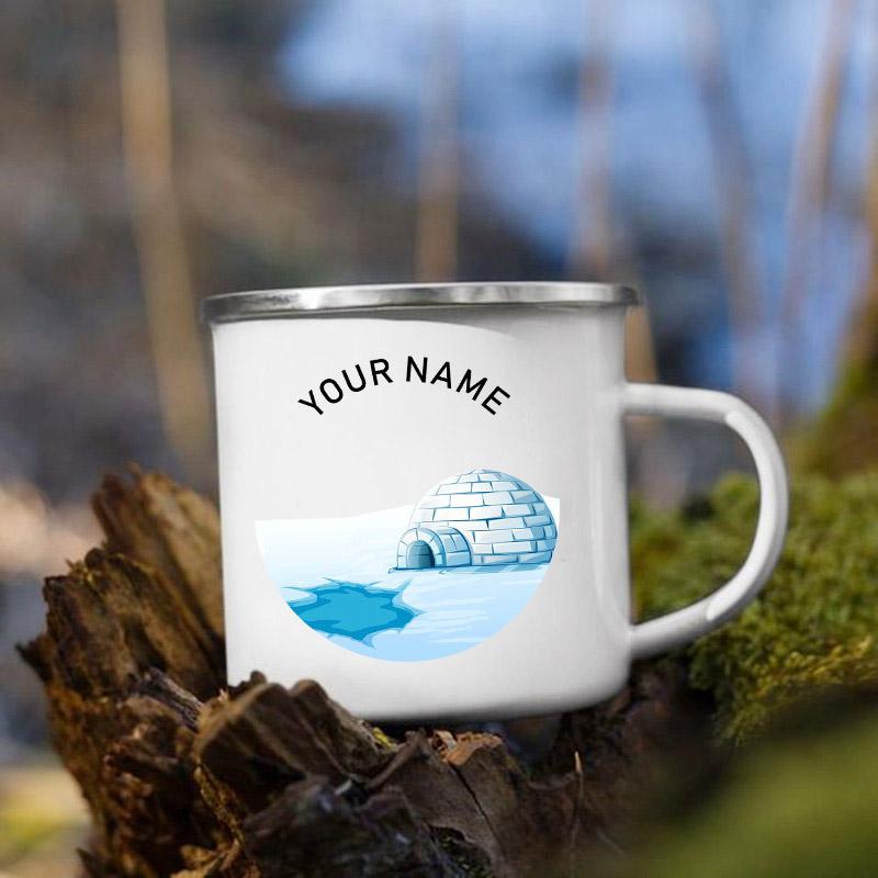 Tazze Smaltate Personalizzate per Camper Nome Personalizzato Campeggio Tazza Smaltata Avventura Festa del Falò Tazza da Birra Caffè Tazze con Manico Regali per Camperisti
