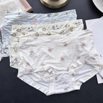 Plus Size Ladies Spring and Summer Lovely Printed Ice Silk High Waist Underwear