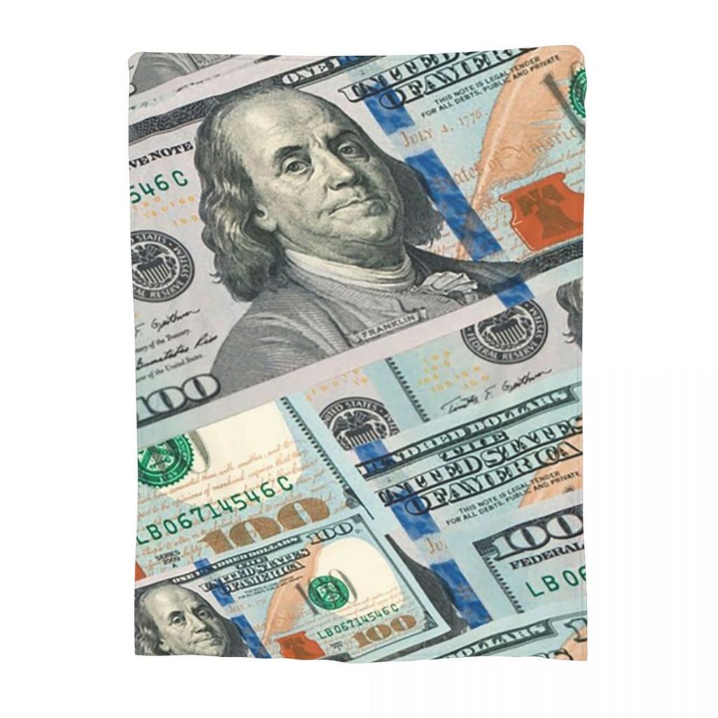 Giant Money Background 100 Dollar Bills Manga Blanket Soft Warm Flannel Throw Blanket Bedding for Bed Picnic Travel Home Couch