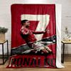 Soccer player with red jersey and number 7. Flannel blanket for bedroom, living room, sofa, and nap.