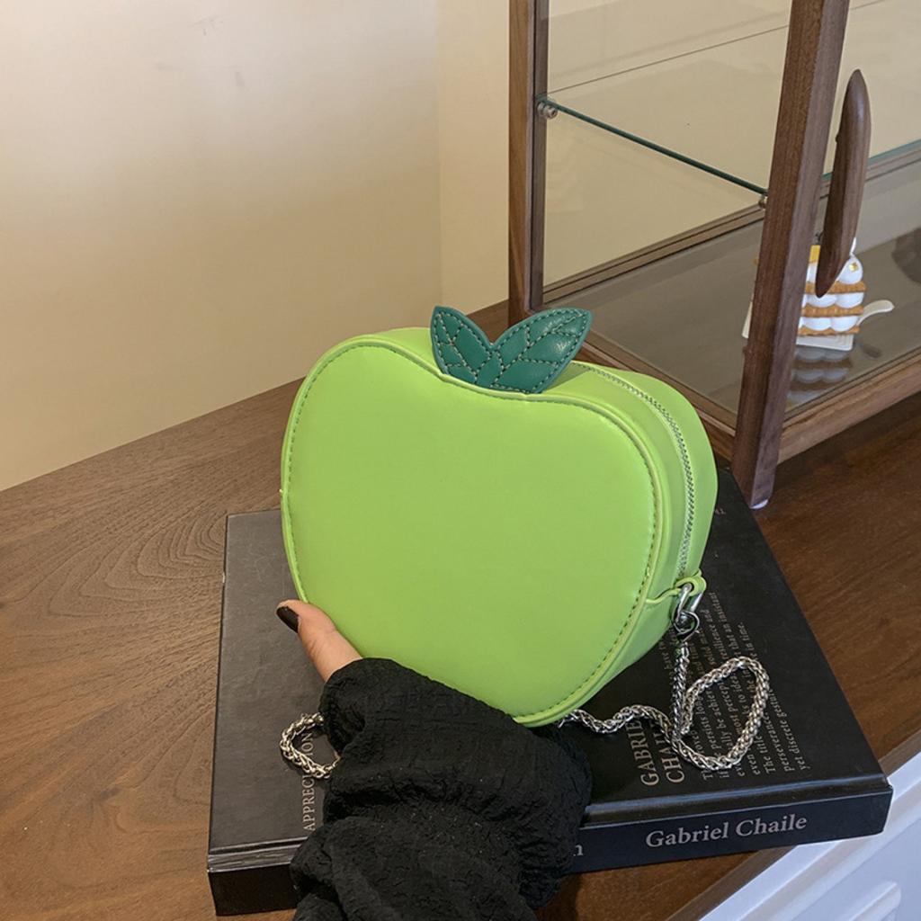 Apple Shape Shoulder Bag Leather Wallet Handbag Purse PU Women's Casual Apple Shape Shoulder Bag Zipper Closure, Crossbody Use