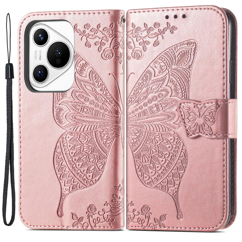 For Huawei Pura 70 Case Card Holders Butterfly Pattern PU Leather Phone Cover