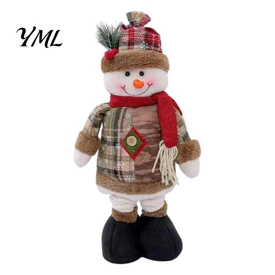 Holiday Tabletop Ornaments for Home Christmas Retractable Leg Plush Doll, Santa Snowman Elk Figures with Soft Fabric Collectibles Adjustable Long Legs