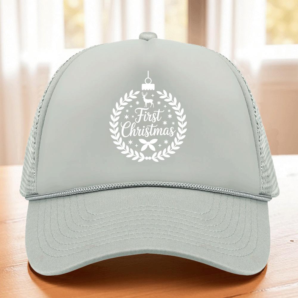 Weihnachtsmuster Netz-Trucker-Kappe mit Heißprägung Logo