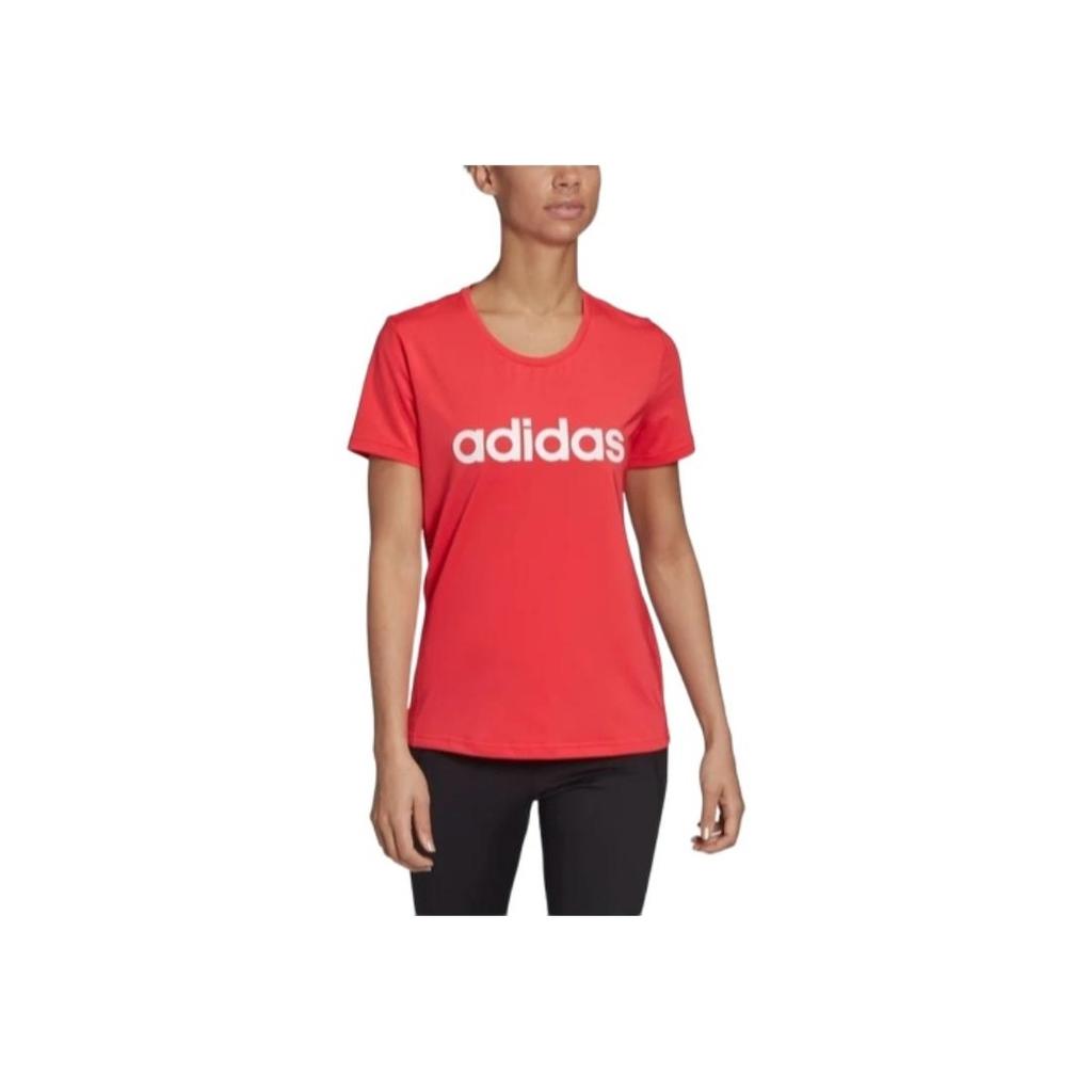 Adidas Design 2 Move Logo Graphic Fashion Simple Round Neck Short Sleeve T-Shirt Women T-Shirts Fluorescent-Red FL9224