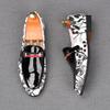 Fashion New White Black Print Pattern Patent Leather Slip On Shoes For Men Male Wedding Dress Prom Homecoming Shoes Zapatos Hombre