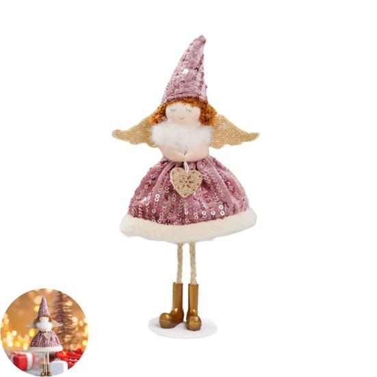 Christmas Angel Doll Ornament Handcrafted Fabric Angel Doll Plush Fairy Elf Figurine for Christmas Party New Year Birthday Wedding Decor