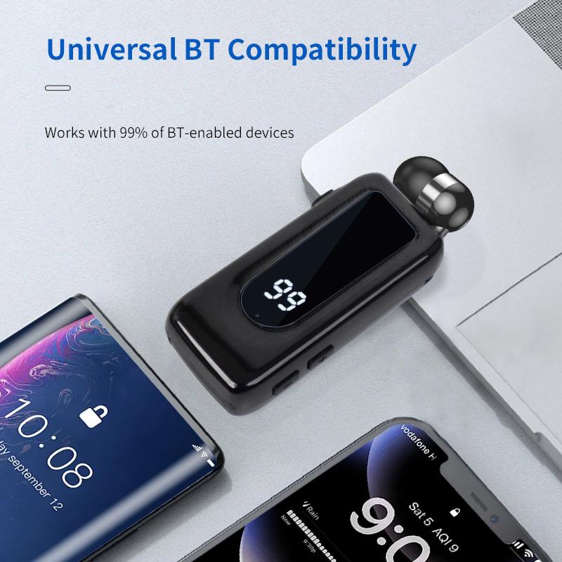 D70Pro Lavalier Business Bluetooth 5.4 Earphones Talk/Music Time 36 Hours LED Digital Display With Mic Noice Cancelling Headset