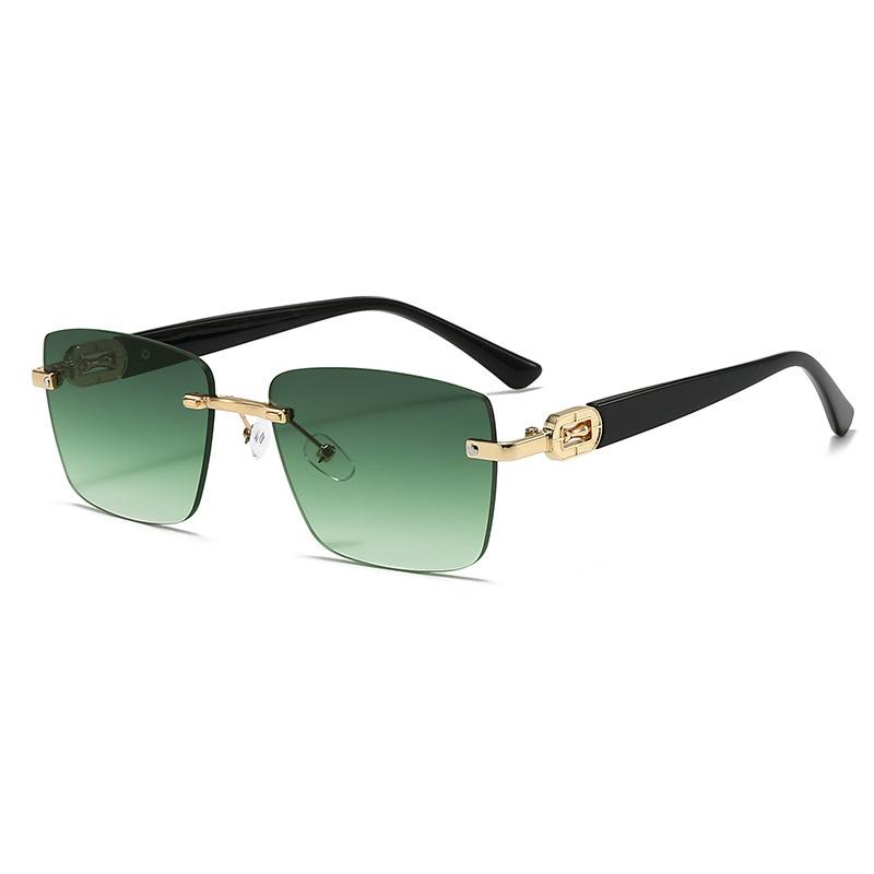 Frameless Fashion Trimmed Sunglasses Men'S High-End Sense Uv-Proof Business Wind Driver Driving Sunglasses