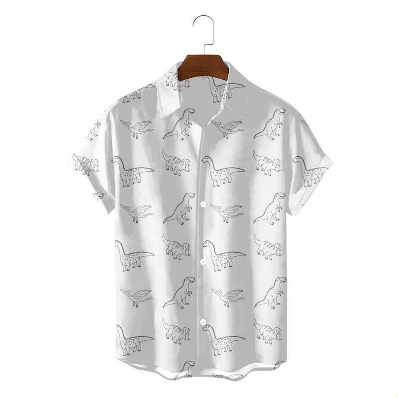 Summer New Men's Loose Animal Print Hawaiian
