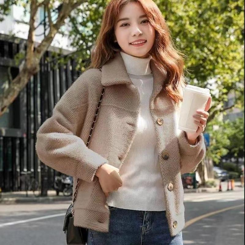 Women's Korean-Style Faux Mink Fur Short Coat for Autumn/Winter Versatile Gold Mink Top