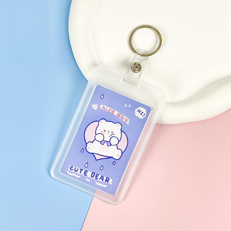 Ins Cute Transparent Lanyard Card Cover Student Bus Cards Case Cartoon Work Card Covers Credit Card Holder Id Holder with Rope