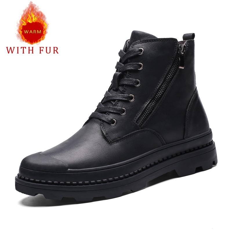 Mode Echte Leder Herrenstiefel Modischer minimalistischer Designstil Outdoor Motorrad Täglich Büro Herbst- und Winterschuhe 38-47