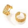 European-INS Style C-Shaped Titanium Steel Earrings for Women, Hollow Carved, Non-Fading