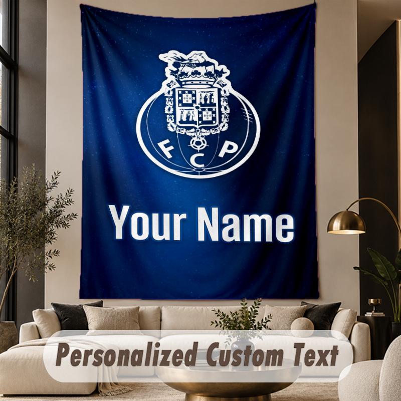 Custom Text Tapestry FC Porto Print Wall Tapestry Indoor Living Room Wall Decor