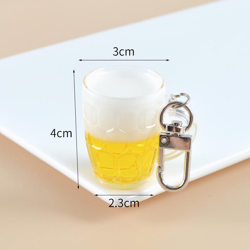 Mini Beer Mug Keychain Pendant - Creative Draft & Qingdao Beer Mug Glass, Champagne Style, Promotional Gift