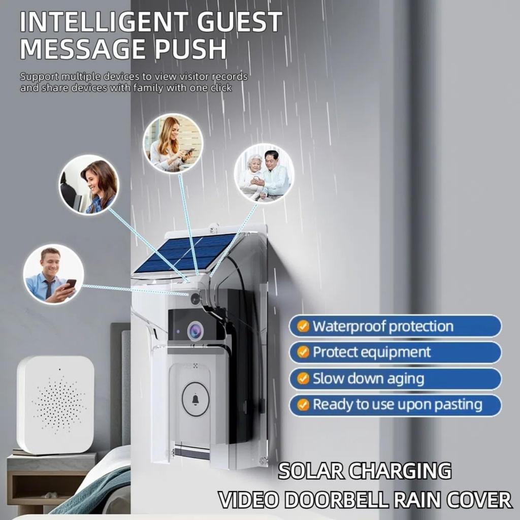 Video Doorbell Camera Wireless with Doorbell Rain Cover with Solar Charger Compatible,Outdoor Front Door Camera for Home Security,AI Human Detection