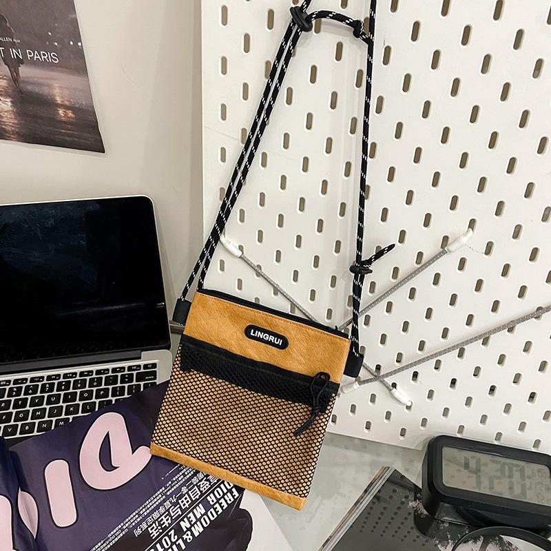 

Уличный тренд пара контрастная наплечная сумка 2025 простая однотонная сетчатая сумка кроссбоди женская уличный тренд повседневная сумка для мобильного телефона жёлтый