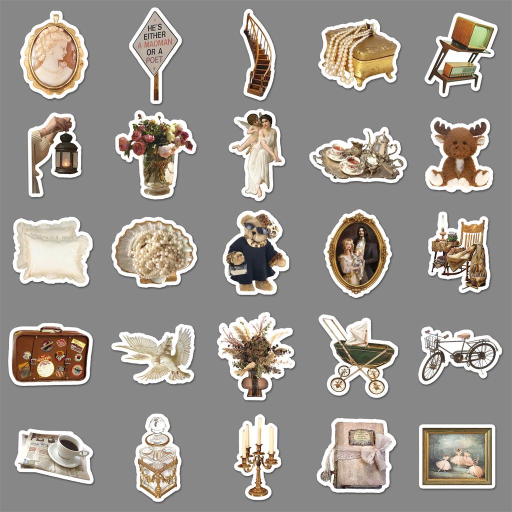 50 Photos of Retro Ins Style Graffiti Personalized Small Freshman Account Creative DIY Mobile Suitcase Stickers Waterproof