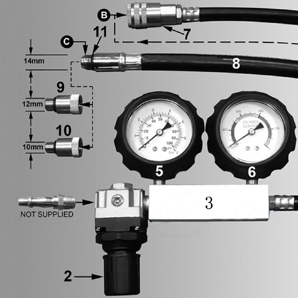 Zylinder-Leck-Tester, Kompressions-Leck-Detektor-Set, Benzinmotor-Messgerät, Doppel-Messsystem, Kfz-Werkzeug-Set
