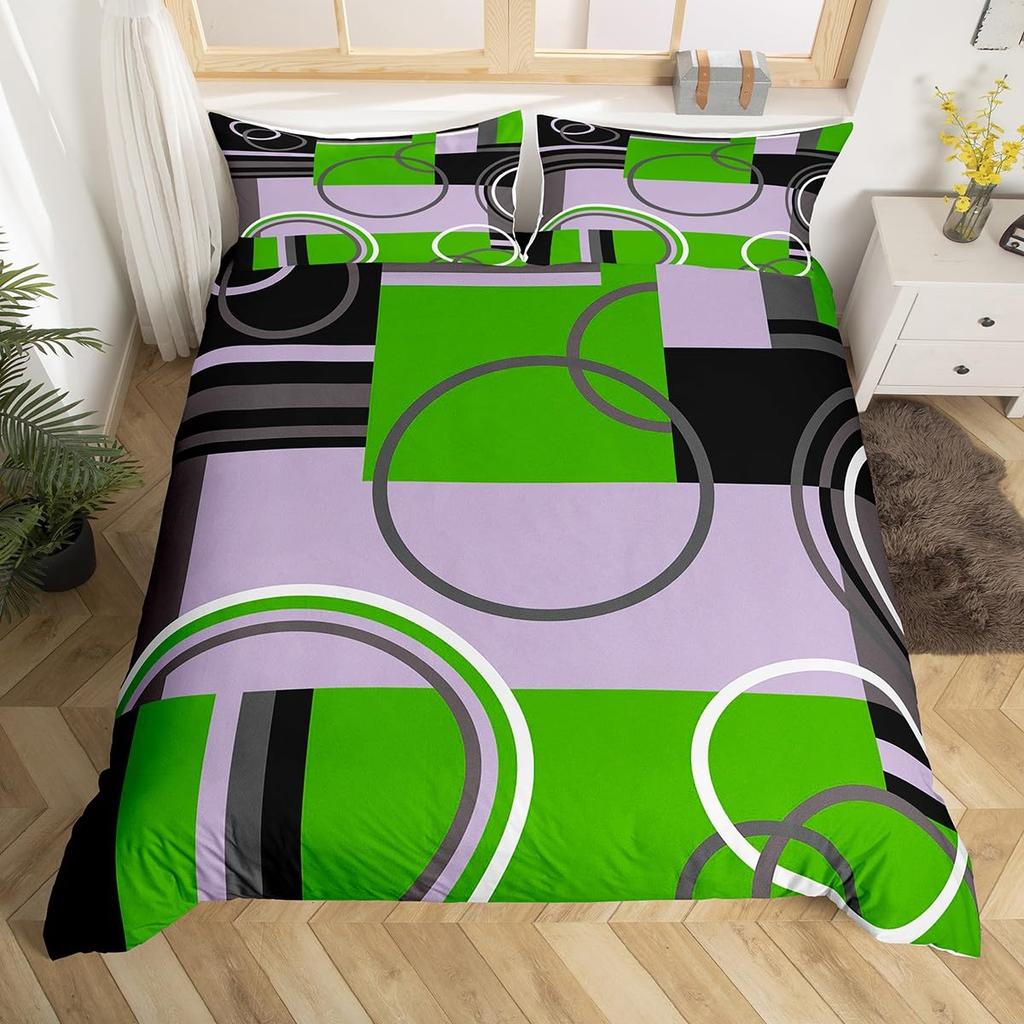Comforter Geometry Swirls Spiral Twin King Abstract Circle Stripes Comforter Modern Graphic Geometric Plaid Bedding Set