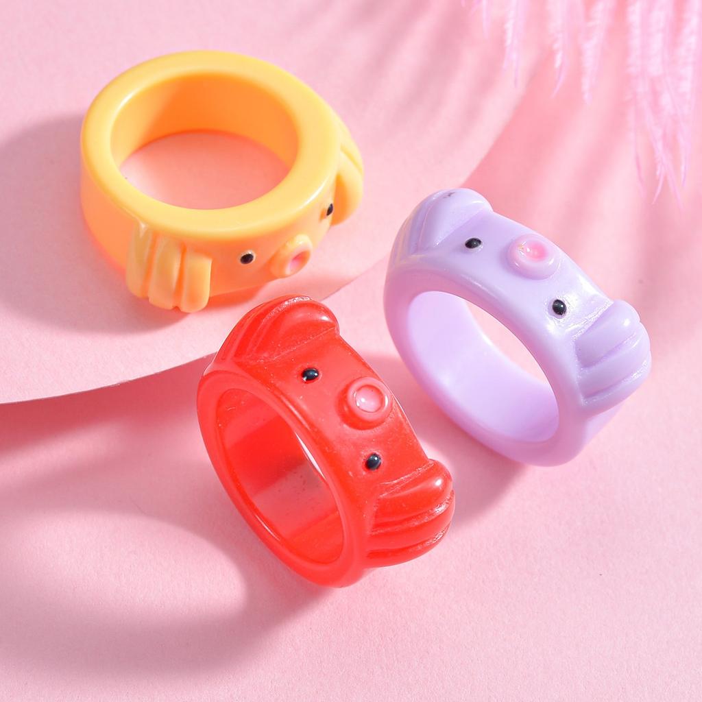 Korean Colorful Transparent Resin Acrylic Rings Set for Women Trendy Geometric Thin Round Ring Wedding Jewelry