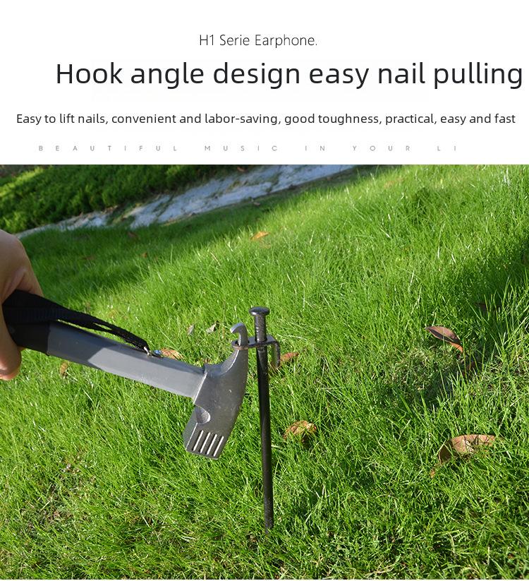 Multifunctional Outdoor Hammer: High-Carbon Steel Camping Tool with Ground Nail Puller