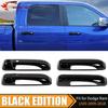For 2009-17 2018 Dodge Ram 4 Door Handle COVERS GLOSS BLACK W/ KH W/ 2 SMTKH