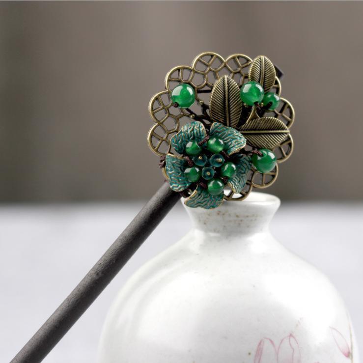 Retro Walking Hairpin, Ancient Hanfu Fringed Headdress, Hairpin, Court Classical Disc Hair, Wooden Hairpin, Hair Accessories