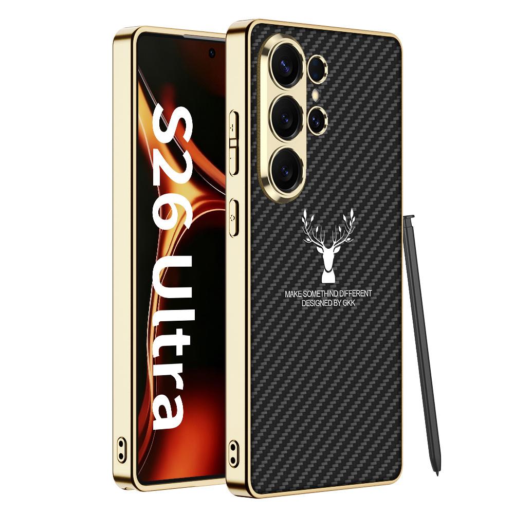 Samsung S26ultra Elk Mobile Phone Case Electroplated Plain Leather Mobile Phone Case, High-end Men's and Women's Protective Case.