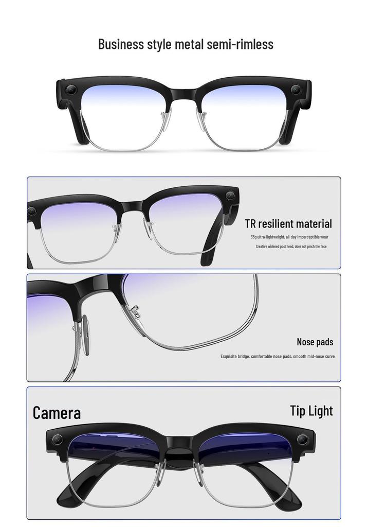 W630 Smart Glasses: 8MP Dual-Mic Noise Reduction, AI Object Recognition, HD Sound Quality, Smart Camera.