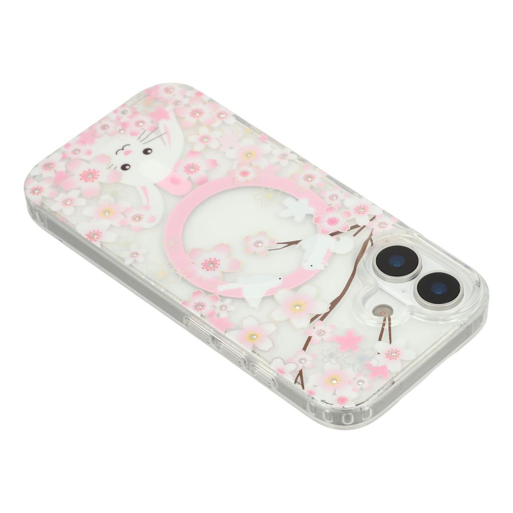 For iPhone 17 Case Compatible with MagSafe Embedded Rhinestones IMD Pattern TPU PC Phone Back Cover
