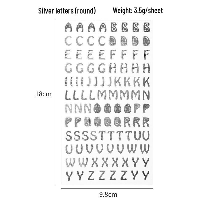 Gold & Silver Hot Stamping Letter & Number Stickers for DIY Photo Albums, Journals, and Diaries - 6 Styles Available