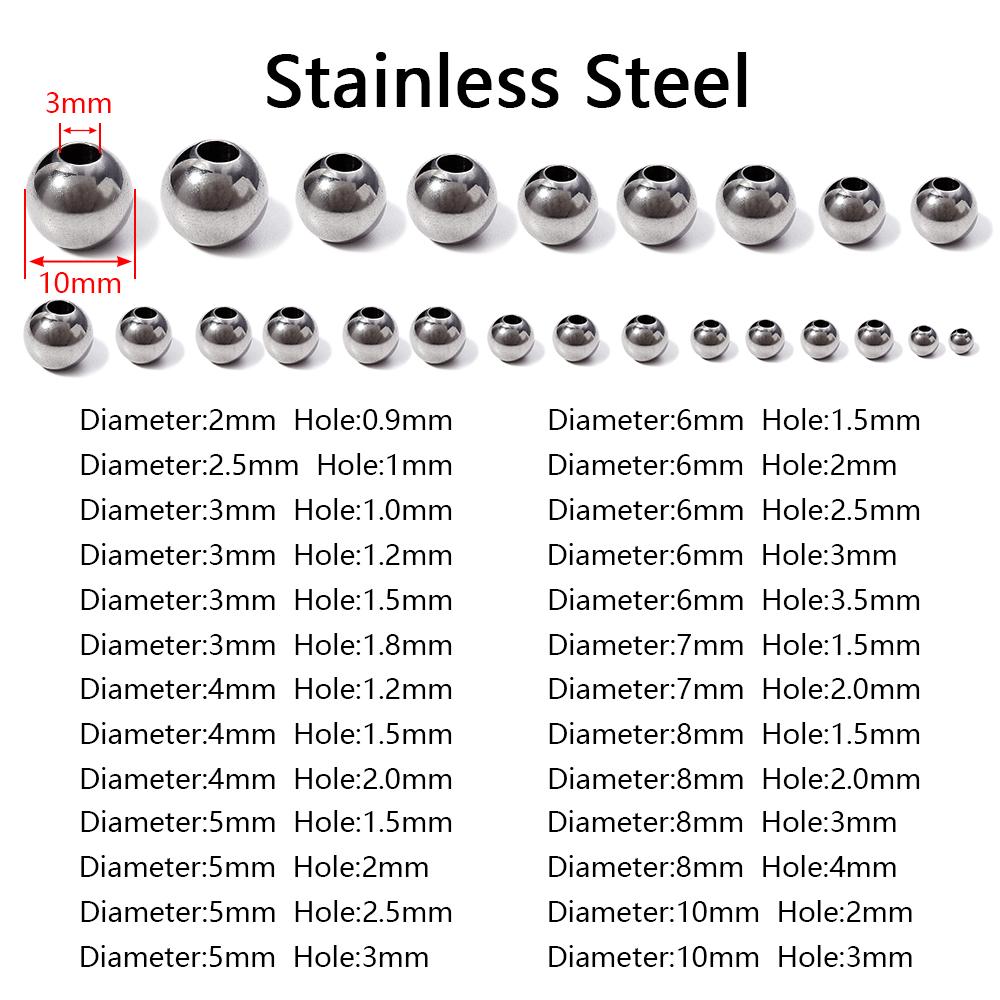 

2-10mm High Quality Stainless Steel Beads for Jewelry Making Loose Spacer Beads DIY Bracelet Necklace Bracelets Wholesale 2x0.9mm 100pcs
