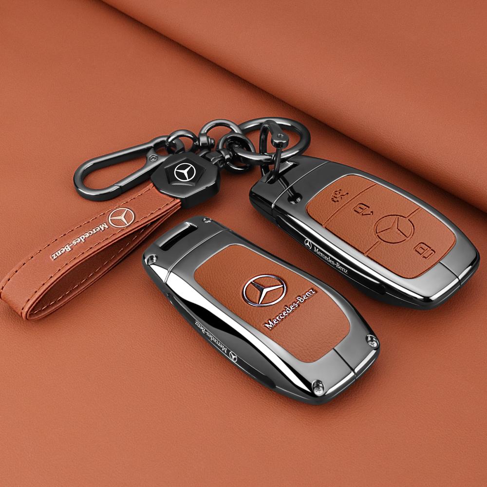 ZJH5   Leather Smart Remote Key Protector Car Key Case Cover For Mercedes Benz A C E S GLC GLE GLB W204 W205 W206 W212 W213 W221 W223