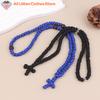 Hot Sale 1PCS Rope Black/Blue Komboskini Knot Necklace Handmade Orthodox Religous Rosary Prayer Rope Cross Jewelry Gift