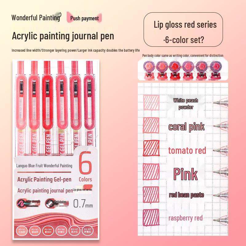 Sweetheart Pink Acrylic Planner & Drawing Pen for Students - High Color Neutral Pen