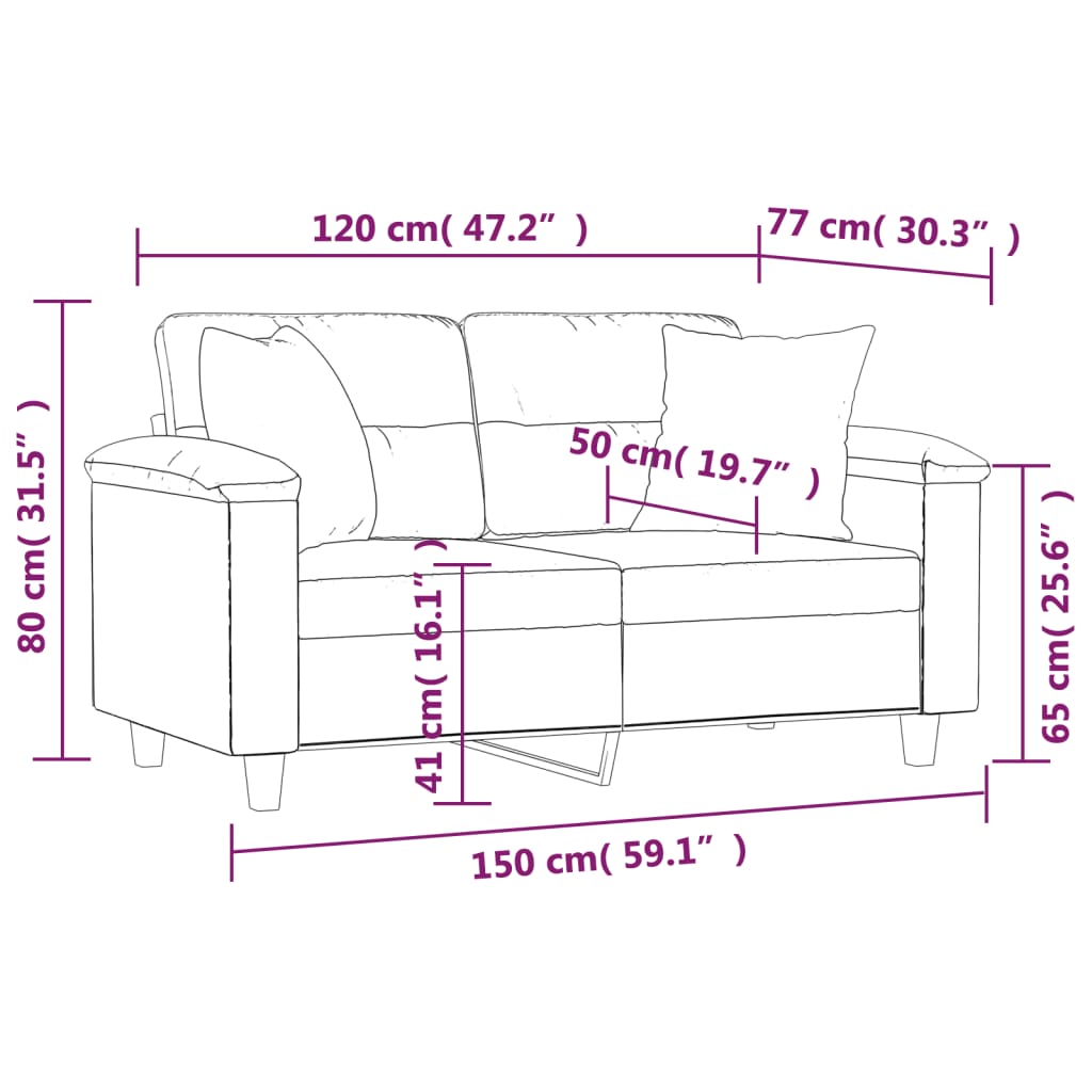 Vidaxl 2-Osobowa Sofa Z Poduszkami, Jasnoszara, 120 Cm, Mikrofibra